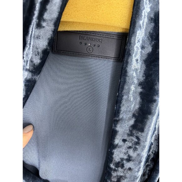 Blank NYC Jacket Blazer Crushed Velvet Asymmetrical Draped Zipper Moto Edgy Sz L - Picture 7 of 11